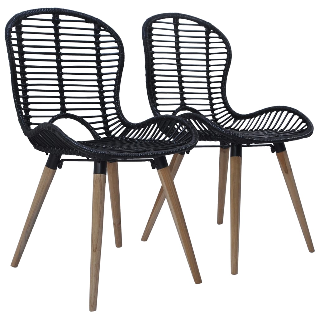 Vidaxl sillas de comedor 2 unidades ratán natural negro