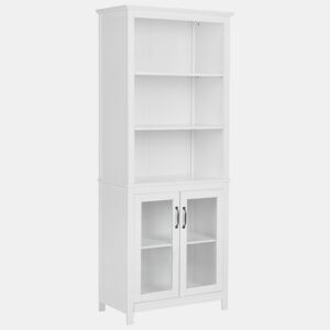 Armário com vitrine LUSBY 75 cm Branco