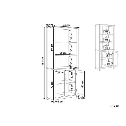 Armário com vitrine LUSBY 75 cm Branco