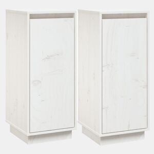 vidaXL Aparadores 2 pcs 31,5x34x75 cm madeira de pinho maciça branco