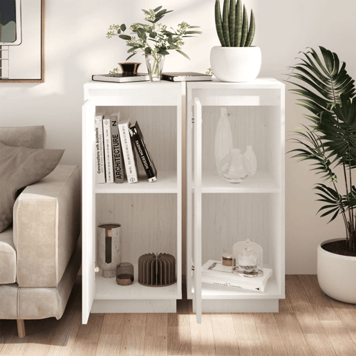 vidaXL Aparadores 2 pcs 31,5x34x75 cm madeira de pinho maciça branco vidaXL Aparadores 2 pcs 31,5x34x75 cm madeira de pinho maciça branco