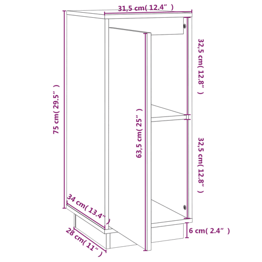 vidaXL Aparadores 2 pcs 31,5x34x75 cm madeira de pinho maciça branco vidaXL Aparadores 2 pcs 31,5x34x75 cm madeira de pinho maciça branco
