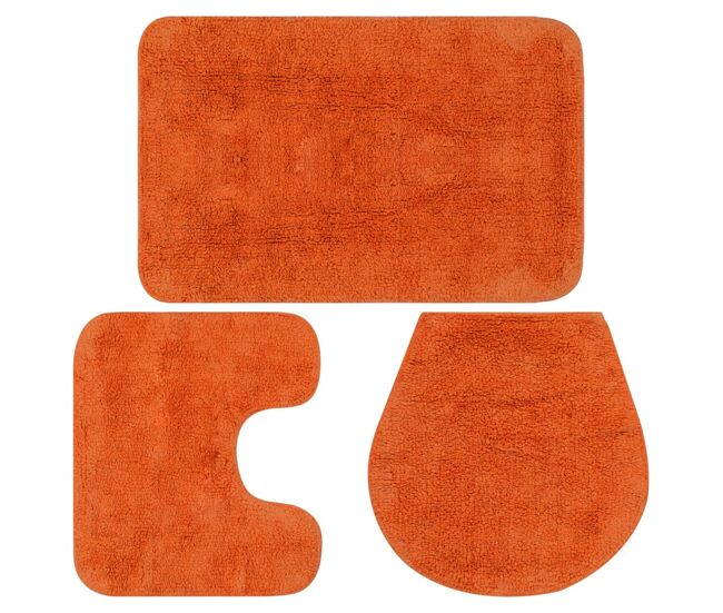 Vidaxl conjunto de alfombrillas de baño de tela 3 piezas naranja