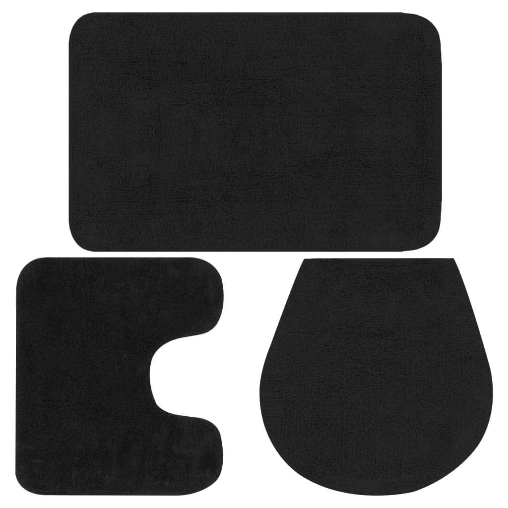 Vidaxl conjunto de alfombrillas de baño de tela 3 piezas antracita