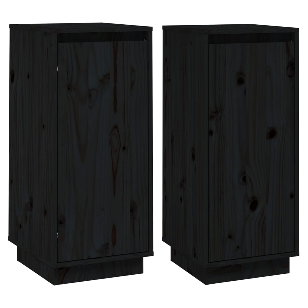 Vidaxl aparador 2 uds madera maciza de pino negro 31,5x34x75 cm