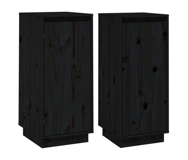 Vidaxl aparador 2 uds madera maciza de pino negro 31,5x34x75 cm