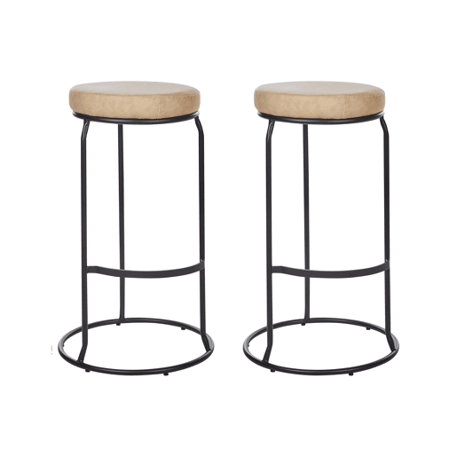 Conjunto de 2 bancos de bar MILROY Pele sintética Creme