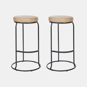 Conjunto de 2 bancos de bar MILROY Pele sintética Creme