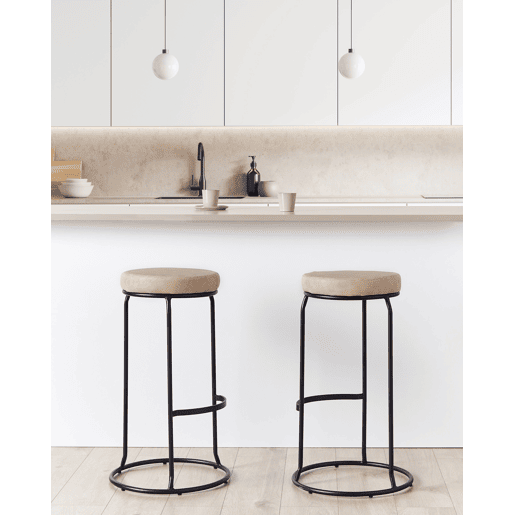 Conjunto de 2 bancos de bar MILROY Pele sintética Creme