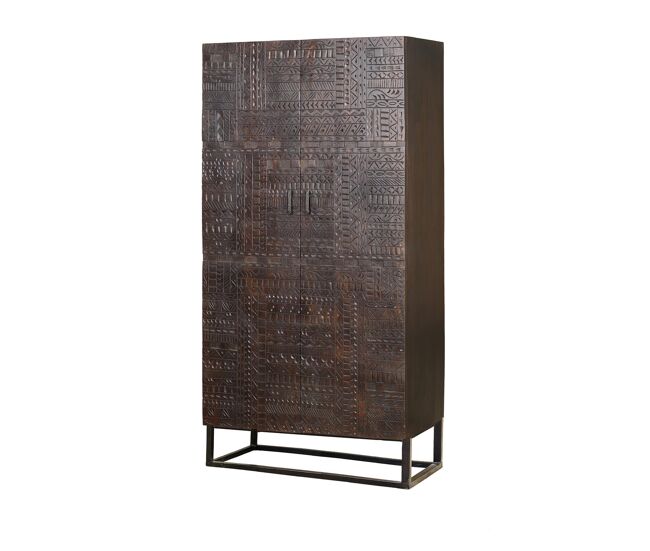 Armario madera mango y patas metal nogal oscuro 180x50x90 cm - giner y colomer