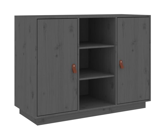 Vidaxl aparador de madera maciza de pino gris 100x40x75 cm