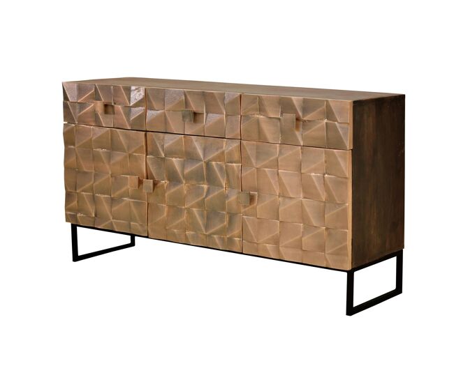 Aparador industrial madera mango y detalles en metal marrón de 80x42x142 cm - giner y colomer