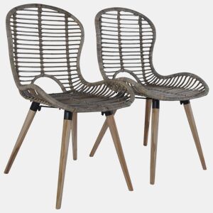 vidaXL Cadeiras de jantar 2 pcs vime genuíno castanho
