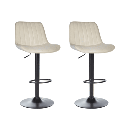 Conjunto de 2 bancos de bar DUBROVNIK Veludo Creme claro