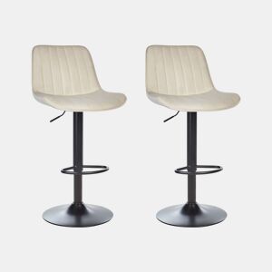 Conjunto de 2 bancos de bar DUBROVNIK Veludo Creme claro