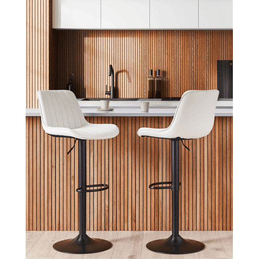 Conjunto de 2 bancos de bar DUBROVNIK Veludo Creme claro