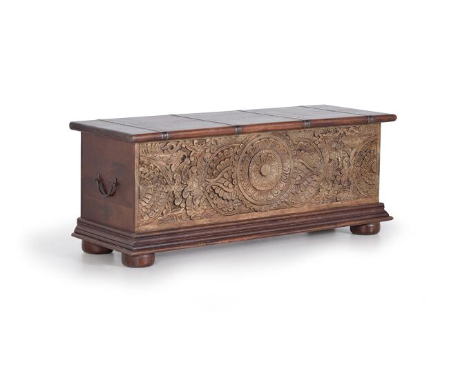 Baúl madera de mango marrón bicolor marrón 45x40x116 cm - giner y colomer