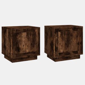 vidaXL Mesa cabeceira 2pcs 44x35x45cm derivado madeira carvalho fumado