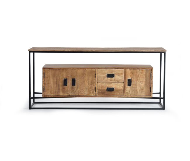 Aparador madera mango marrón/negro 80x40x180 cm - giner y colomer