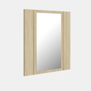 vidaXL Armário espelhado casa de banho LED acrílico carvalho sonoma