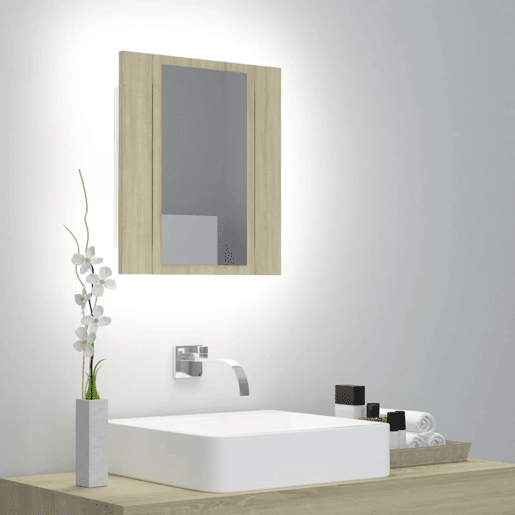 vidaXL Armário espelhado casa de banho LED acrílico carvalho sonoma vidaXL Armário espelhado casa de banho LED acrílico carvalho sonoma