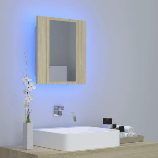 vidaXL Armário espelhado casa de banho LED acrílico carvalho sonoma vidaXL Armário espelhado casa de banho LED acrílico carvalho sonoma