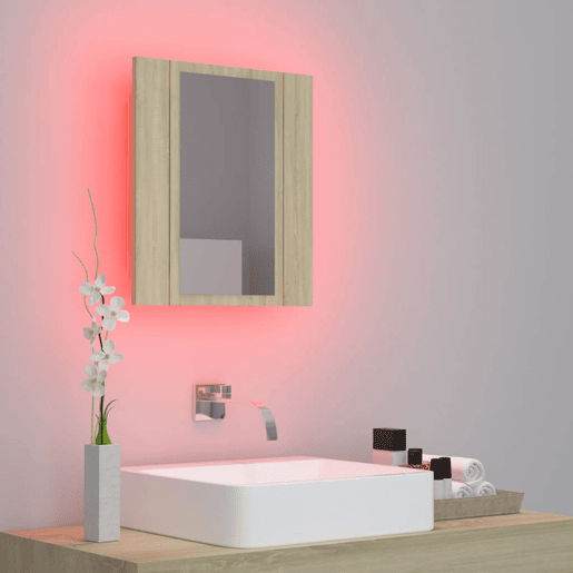 vidaXL Armário espelhado casa de banho LED acrílico carvalho sonoma vidaXL Armário espelhado casa de banho LED acrílico carvalho sonoma