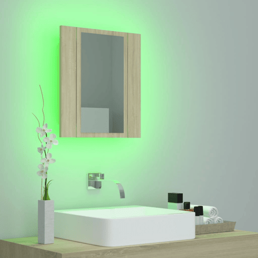 vidaXL Armário espelhado casa de banho LED acrílico carvalho sonoma vidaXL Armário espelhado casa de banho LED acrílico carvalho sonoma