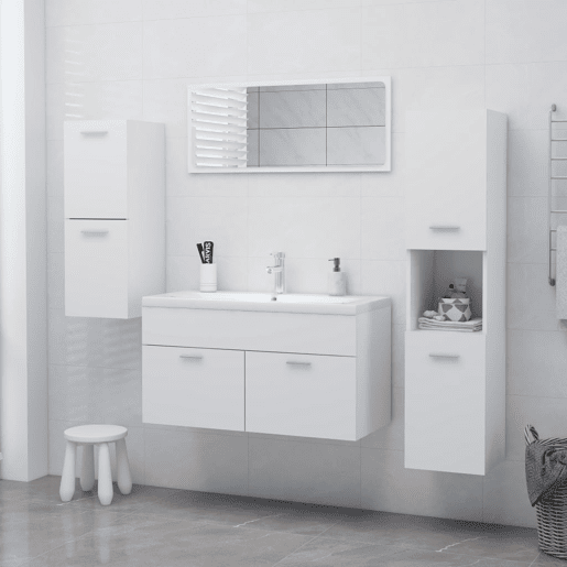 vidaXL Armário de casa de banho 30x30x80cm derivados de madeira branco vidaXL Armário de casa de banho 30x30x80cm derivados de madeira branco