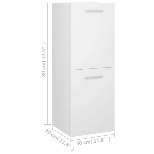 vidaXL Armário de casa de banho 30x30x80cm derivados de madeira branco vidaXL Armário de casa de banho 30x30x80cm derivados de madeira branco