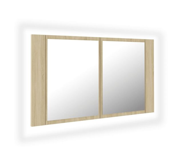 Vidaxl armario espejo de baño led acrílico roble sonoma 80x12x45 cm