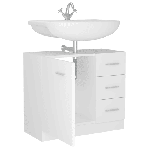 vidaXL Armário de lavatório 63x30x54 cm derivados de madeira branco vidaXL Armário de lavatório 63x30x54 cm derivados de madeira branco
