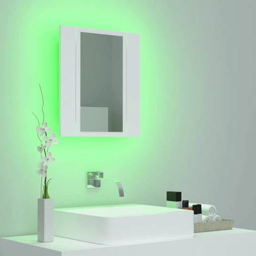vidaXL Armário espelhado casa de banho LED 40x12x45 cm acrílico branco