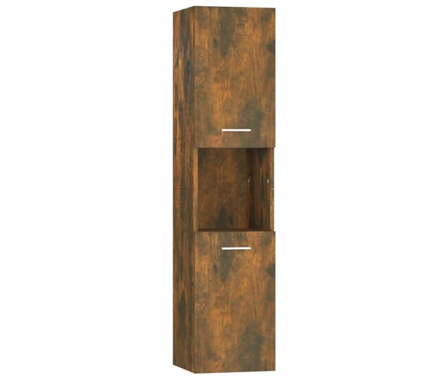 Vidaxl armario de baño madera de ingeniería roble ahumado 30x30x130 cm