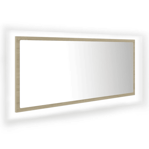 vidaXL Espelho casa banho c LED 100x8,5x37cm acrílico carvalho sonoma