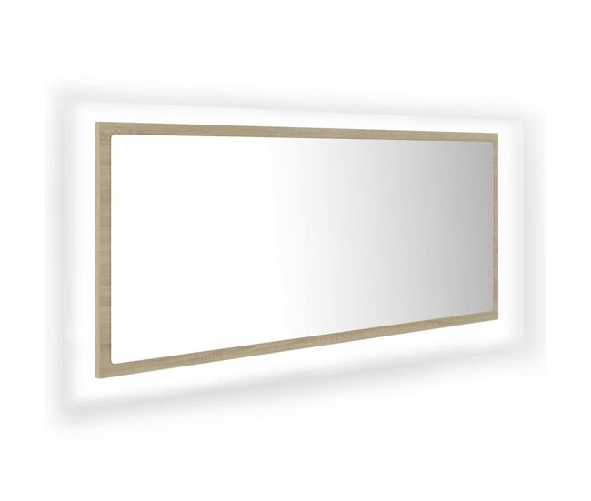Vidaxl espejo de baño led acrílico color roble sonoma 100x8,5x37 cm