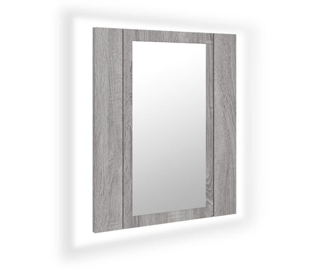 Vidaxl armario de baño con espejo led madera gris sonoma 40x12x45 cm