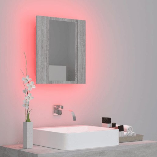 vidaXL Armário WC c espelholuzes LED derivados madeira cinza sonoma vidaXL Armário WC c espelholuzes LED derivados madeira cinza sonoma