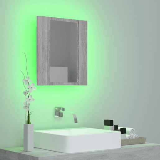 vidaXL Armário WC c espelholuzes LED derivados madeira cinza sonoma vidaXL Armário WC c espelholuzes LED derivados madeira cinza sonoma