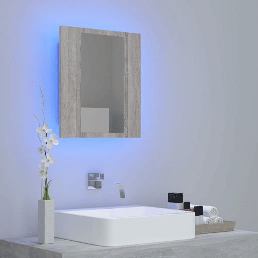vidaXL Armário WC c espelholuzes LED derivados madeira cinza sonoma vidaXL Armário WC c espelholuzes LED derivados madeira cinza sonoma