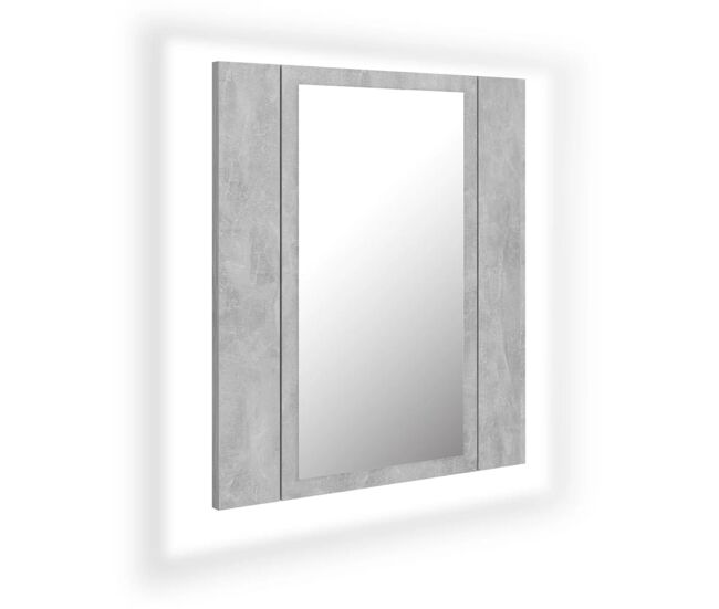 Vidaxl armario espejo baño luz led acrílico gris hormigón 40x12x45 cm