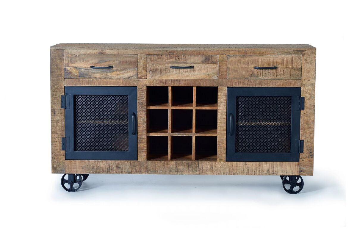 Aparador 3 cajones y 2 puertas de estilo industrial en madera