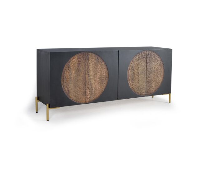 Aparador 4 puertas en madera de mango y patas de metal negro/marrón 77x45x173 cm - giner y colomer