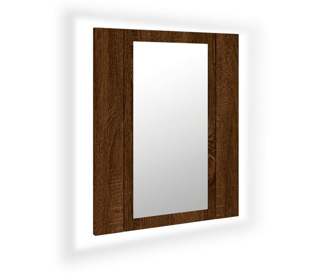 Vidaxl armario de baño con espejo led madera marrón roble 40x12x45 cm