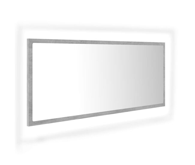 Vidaxl espejo de baño led acrílico gris hormigón 100x8,5x37 cm