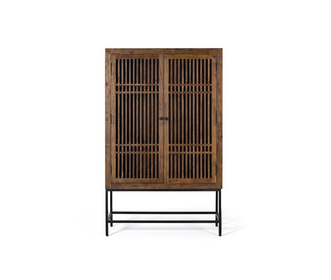 Armario madera acacia marrón/negro de 160x45x100 cm - giner y colomer