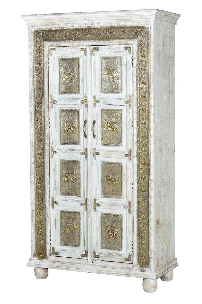 Armario madera mango blanco envejecido craquelado de 183x45x95 cm - giner y colomer