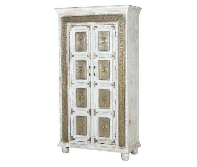 Armario madera mango blanco envejecido craquelado de 183x45x95 cm - giner y colomer