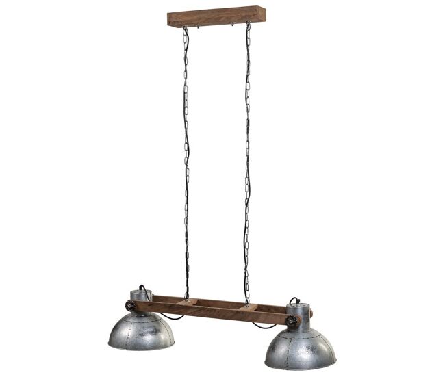 Lampara de techo de madera y metal gris 110x30x30
