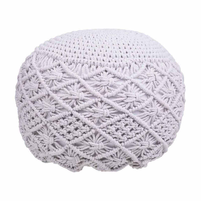 Puff de algodón y poliéster blanco de 45x33 cm
